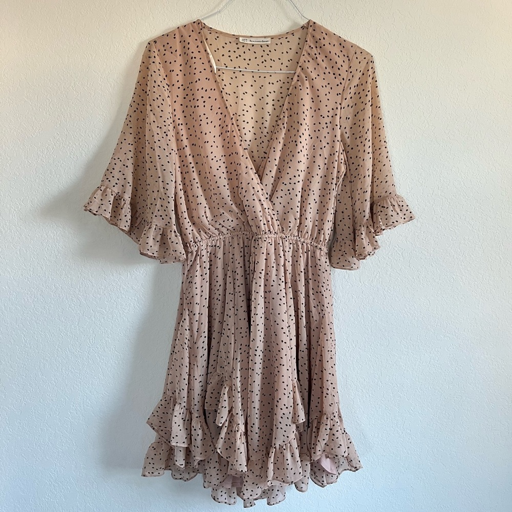 Tan polka dot dress